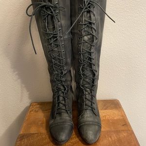 Free People Joe Lace Up Over The Knee Boots